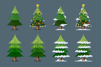 Free Vector | Vector christmas tree isolated with lightbulb, stars and balls, snow on the leaves