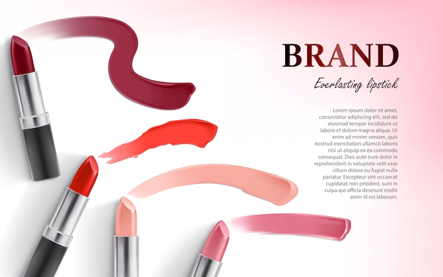 Free Vector | Vector design of lipstick packing and lipstick smear samples