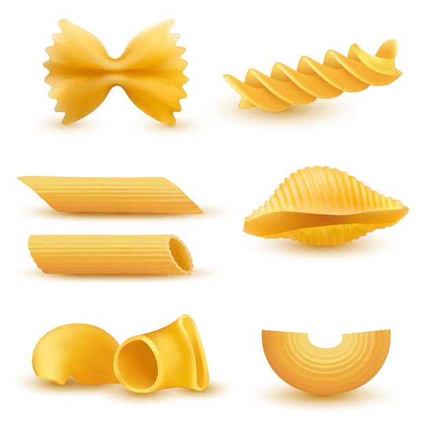 Free Vector | Vector illustration set of realistic icons of dry macaroni, pasta of various kinds