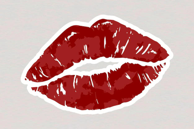 Free Vector | Vectorized red lips sticker with a white border