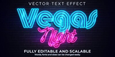 Free Vector | Vegas neon text effect, editable retro and party text style