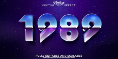 Free Vector | Vintage 80s text effect editable retro future and cyber space text style