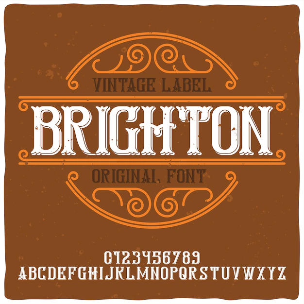 Free Vector | Vintage alphabet and label typeface named brighton.