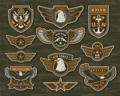 Free Vector | Vintage armed forces insignias and badges