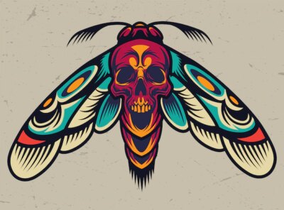 Free Vector | Vintage colorful scary moth