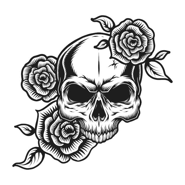 Free Vector | Vintage human skull tattoo concept