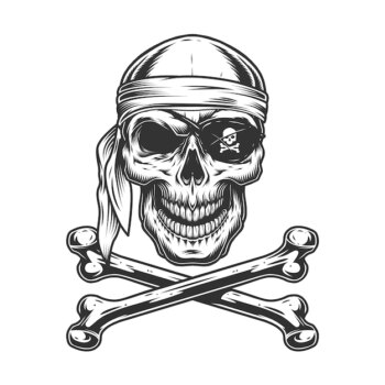 Free Vector | Vintage monochrome pirate skull