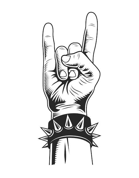 Free Vector | Vintage monochrome rock gesture concept