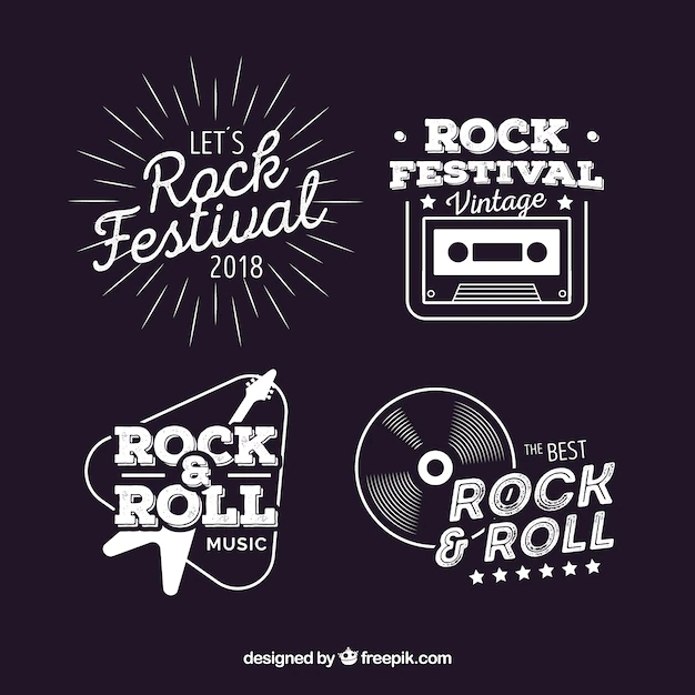 Free Vector | Vintage pack of rock logos
