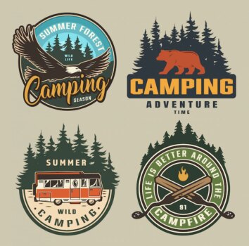 Free Vector | Vintage summer camping badges