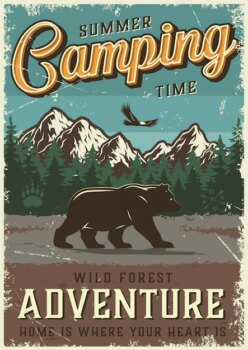 Free Vector | Vintage summer outdoor camping poster