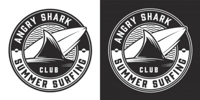 Free Vector | Vintage surfing club monochrome round badge