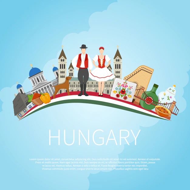 Free Vector | Visit hungary cloud concept