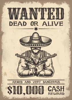 Free Vector | Vitage wild west wanted poster with old paper texture backgroung