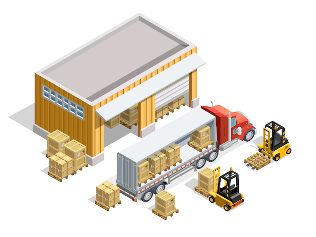 Free Vector | Warehouse isometric template