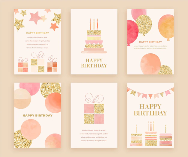 Free Vector | Watercolor birthday greeting card collection