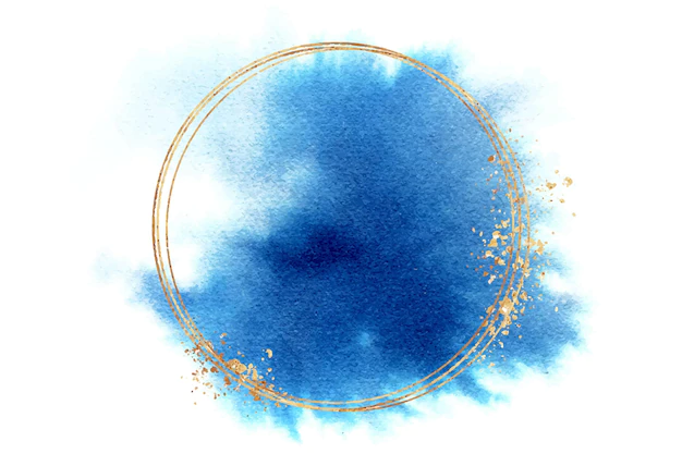 Free Vector | Watercolor blue stain with circular frame