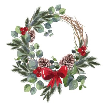 Free Vector | Watercolor christmas wreath concept