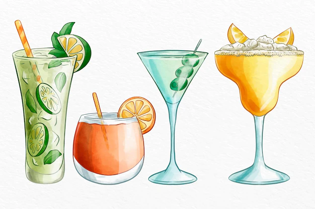 Free Vector | Watercolor cocktail collection