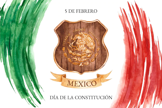 Free Vector | Watercolor constitution day background with mexican flag