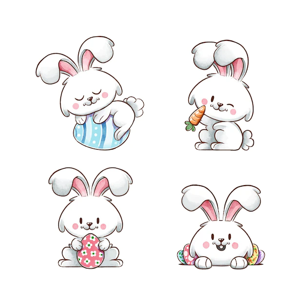 Free Vector | Watercolor easter bunny collection