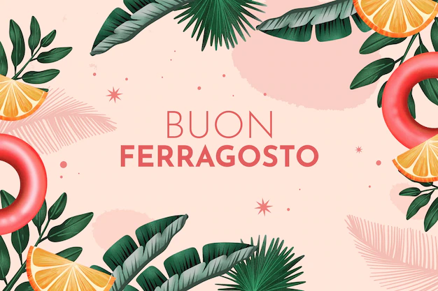 Free Vector | Watercolor ferragosto background with leaves and citrus