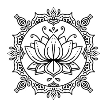 Free Vector | Watercolor mandala lotus flower drawing