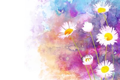 Free Vector | Watercolor natural background with daisies