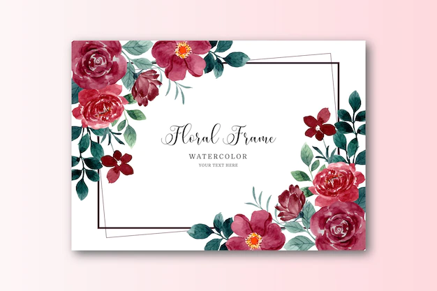 Free Vector | Watercolor red rose flower card