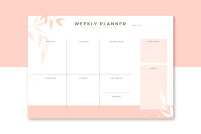 Free Vector | Weekly planner editorial template