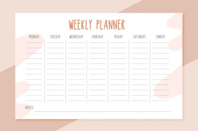 Free Vector | Weekly planner template card for notes