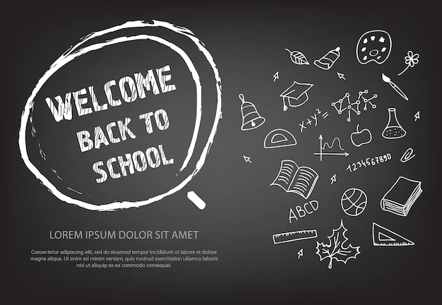 Free Vector | Welcome back to school lettering in hand drawn chalk circle