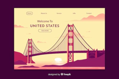 Free Vector | Welcome to united states landing page template