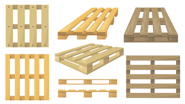 Free Vector | Wooden pallets set.