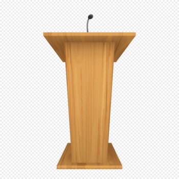 Free Vector | Wooden podium or pulpit with microphone