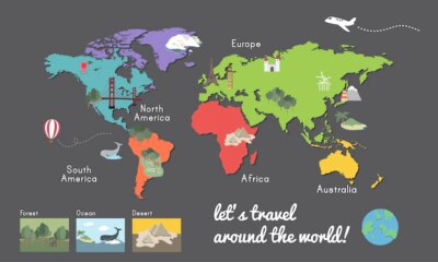 Free Vector | World continent map location graphic illustration