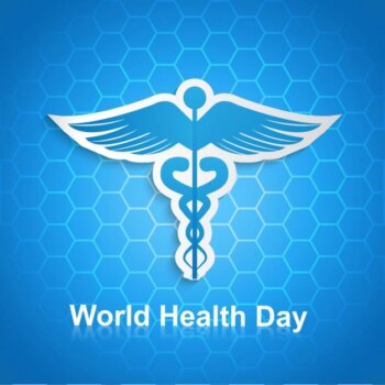 Free Vector | World health day hexagonal background with caduceus symbol