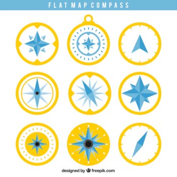 Free Vector | Yellow and blue compass set