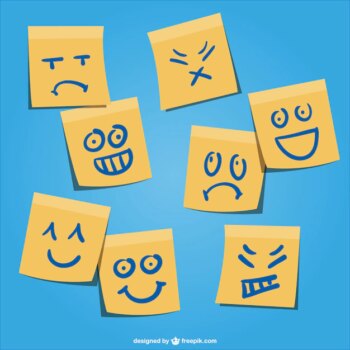 Free Vector | Yellow post-it with emotion faces