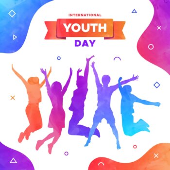 Free Vector | Youth day - jumping people silhouettes