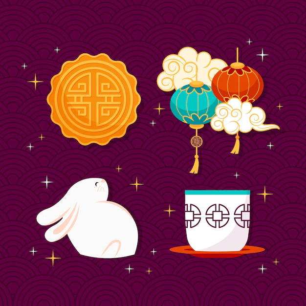 Free Vector | Flat elements collection for mid-autumn festival celebration