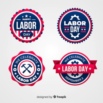 Free Vector | Flat labor day badge collection