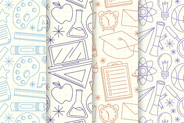 Free Vector | Back to school pattern collection