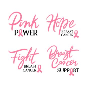 Free Vector | Hand drawn international day against breast cancer lettering labels collection