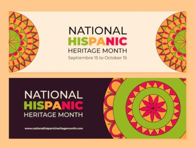 Free Vector | Hand drawn horizontal banners set for national hispanic heritage month