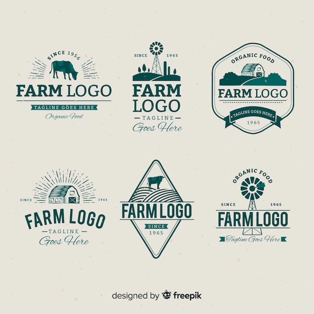 Free Vector | Flat farm logo collection