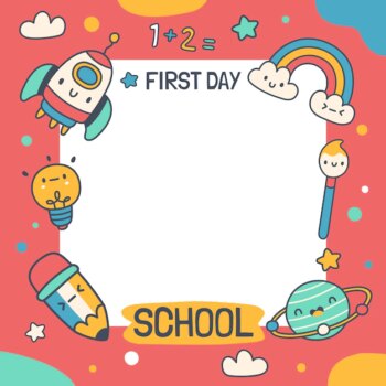 Free Vector | Hand drawn first day at school template