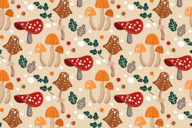 Free Vector | Hand drawn mushroom pattern