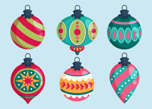 Free Vector | Hand drawn flat christmas ball ornaments collection