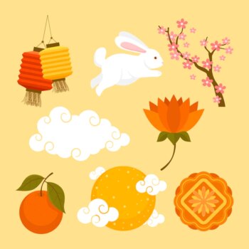 Free Vector | Flat elements collection for mid-autumn festival celebration